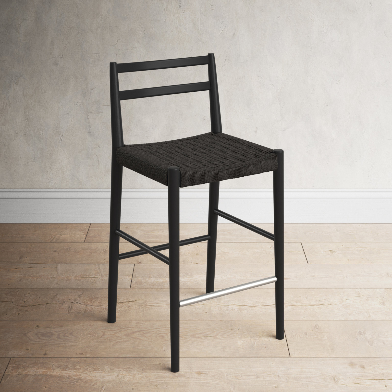 Derrek Woven Stool, Black