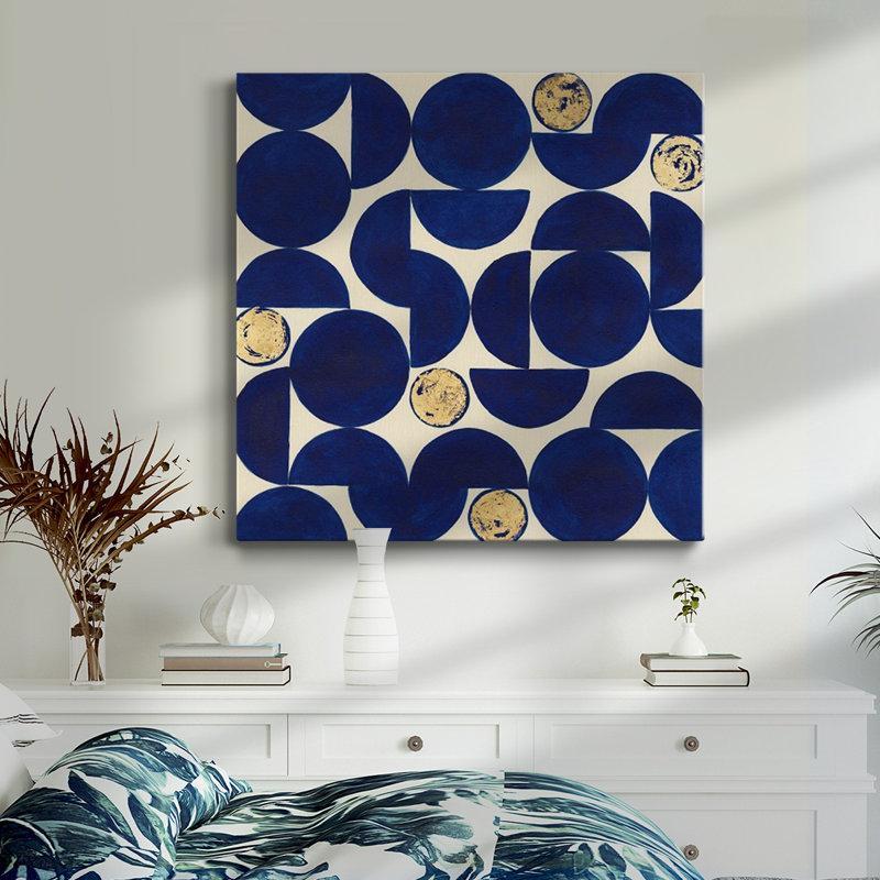 Toile tendue avec châssis I-Premium Indigo Hemispheres - prête à être accrochée