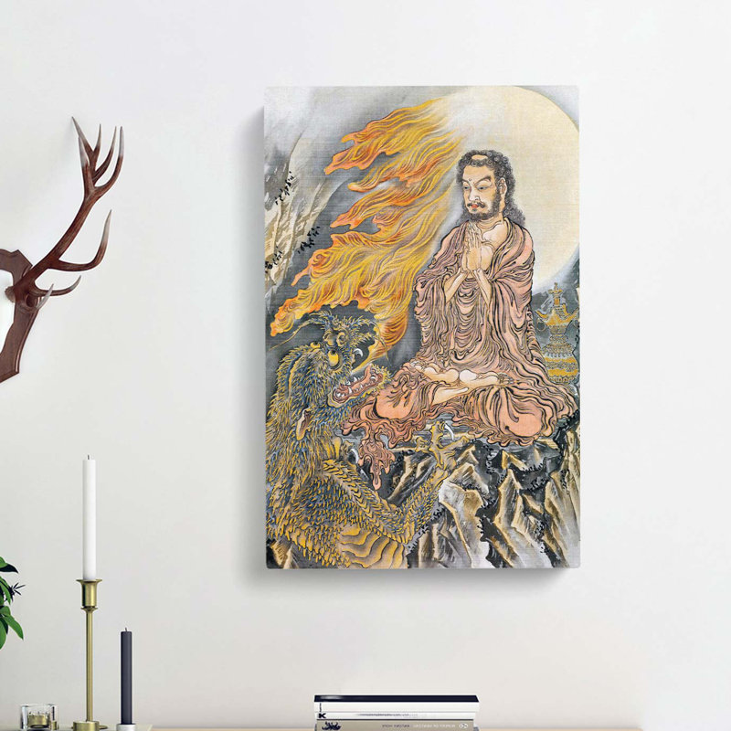 Shakyamuni Conquering The Demons by Kawanabe Kyosai - Wrapped Canvas, 60cm H x 40cm W x 3cm D