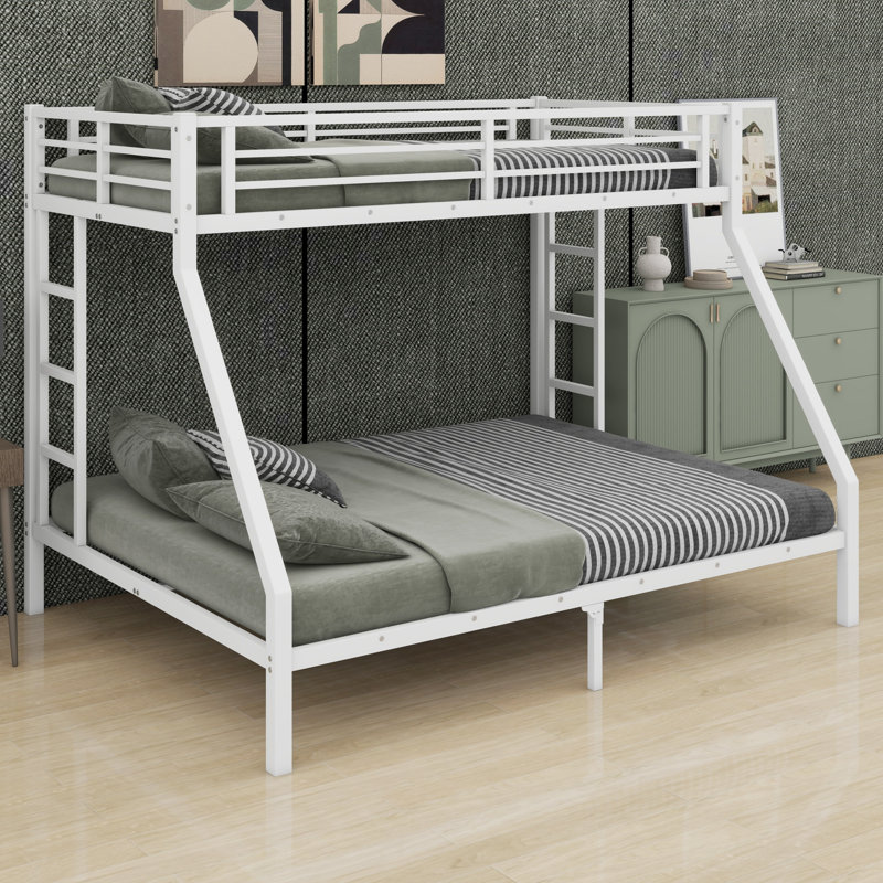 Metal Bunk Bed, Twin XL over Queen, White