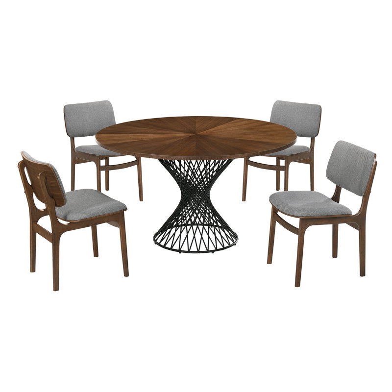 Schoonmaker 4 - Person Pedestal Dining Set, Walnut, Walnut