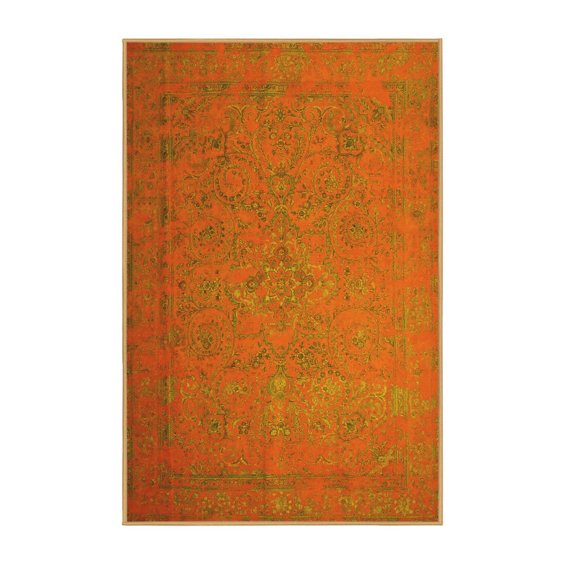 Tapis contemporains jaunes lavables à la machine 1195, Rectangle 8 pi x 12 pi