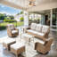 Ensemble de 2 repose-pieds en rotin avec coussins amovibles en osier pour patio-2145596462-2143425276