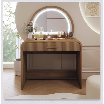 39-Inch Makeup Vanity Table With Touch Screen Lighted Mirror And Spacious Drawer For Organized Beauty Routine