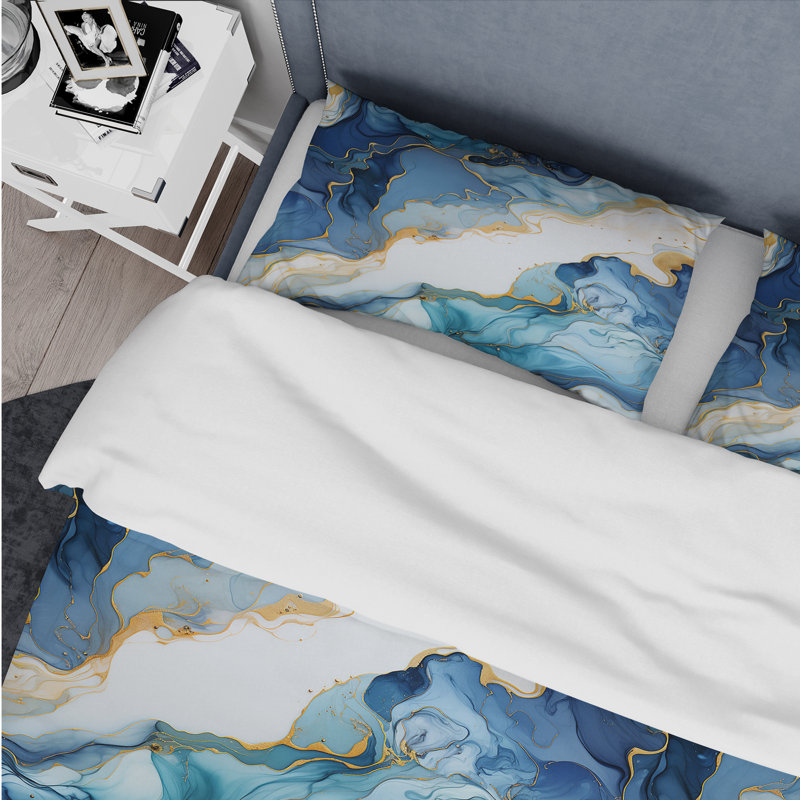Literie bord de mer bleu côtier II, Housse de couette pour grand lit et 2 taies décor