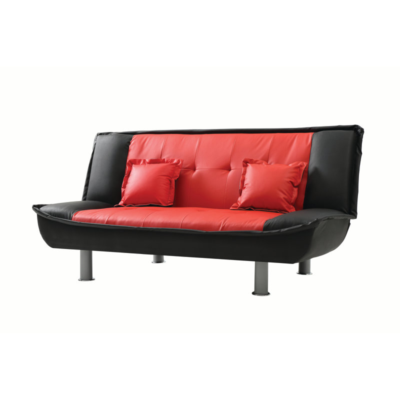 Astral Lionel Sofa Bed, Black/Red  Faux Leather