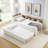Upholstery Velvet Height Adjustable Day Bed With Storage Headboard And Wireless Charging, Multi-Functional Daybed With Trundle Bed & LED Lights-281168642