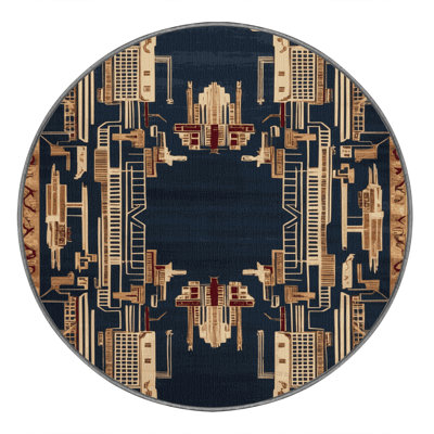 Machine Washable Art Deco Grey Area Rug