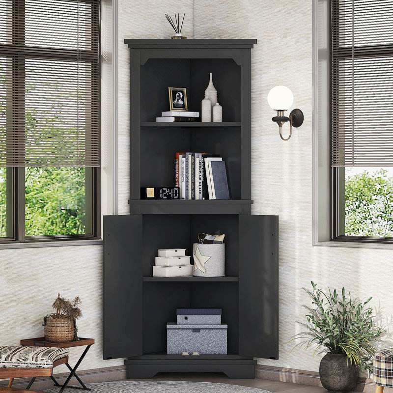 Versatile Corner Cabinet With Doors Suitable For Living Room, Bathroom, Dining Room Or Kitchen, Ideal For Space Optimization