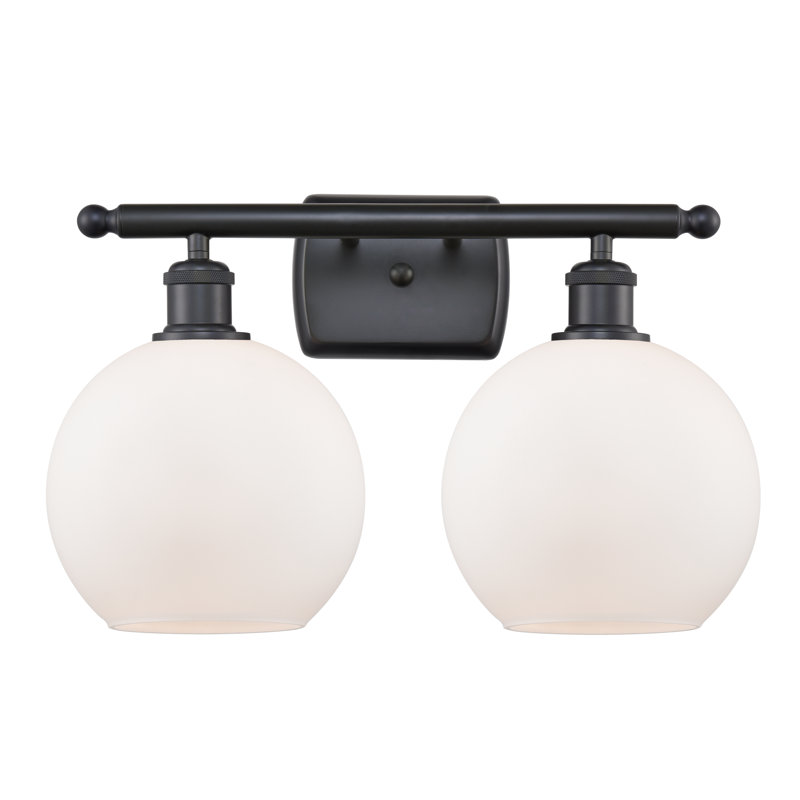 Éclairage de salle de bain à intensité variable à 2 lumières Baptista, Noir mat, Ampoule incandescente rétro 60 watts