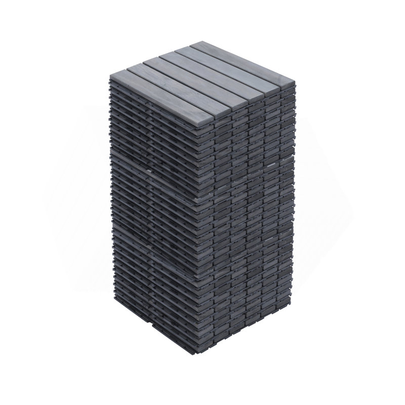 30 PCS Interlocking Deck Tiles Striped Pattern, Light Gray