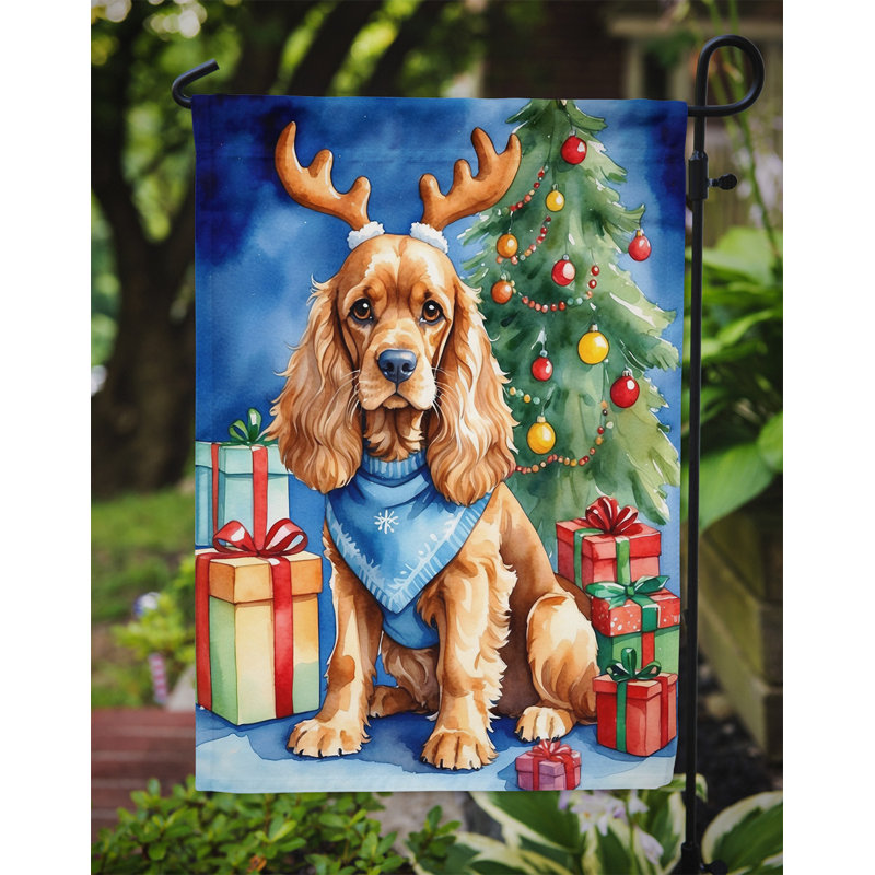 Drapeau de Noël renne de jardin, Épagneul cocker