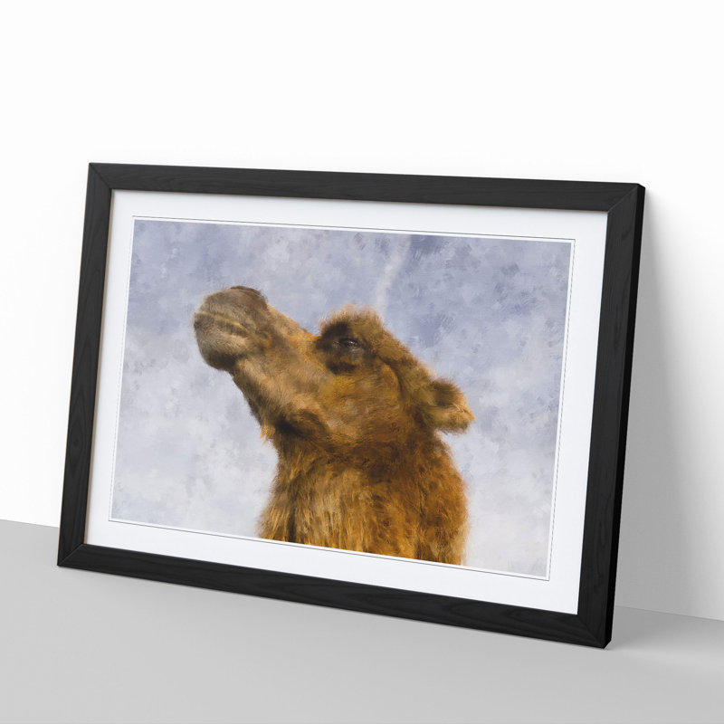 Camel - Picture Frame Painting, 27cm H x 36cm W x 2cm D, Black Framed