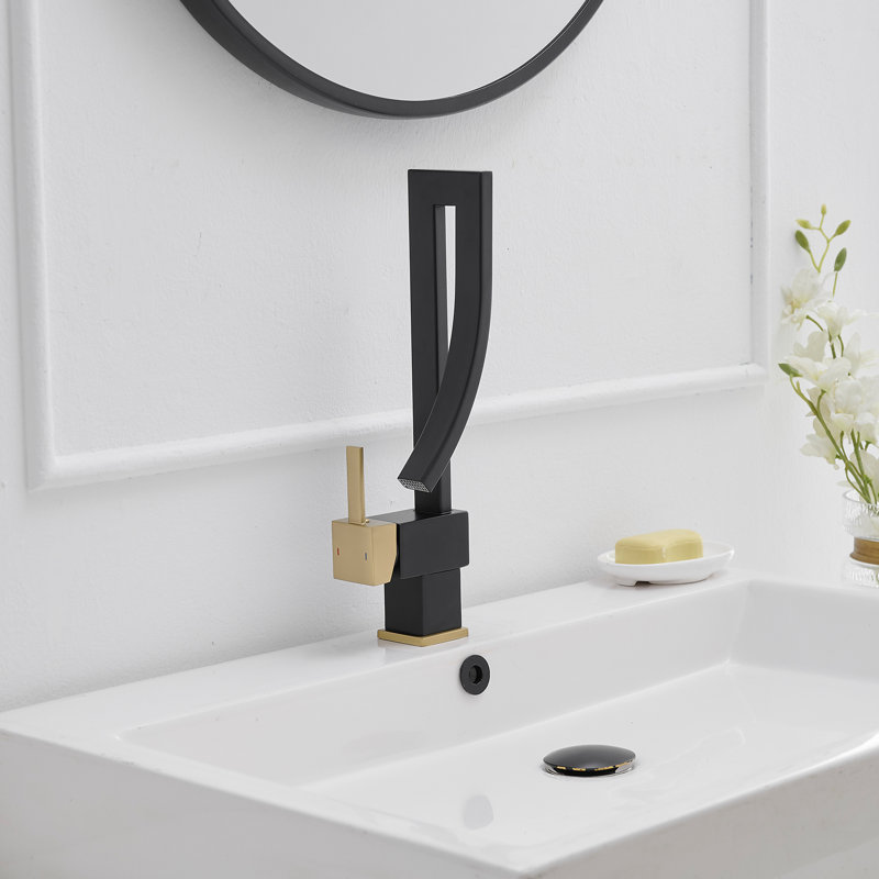 Single-Hole Single-handle Bathroom Faucet, Gold Black