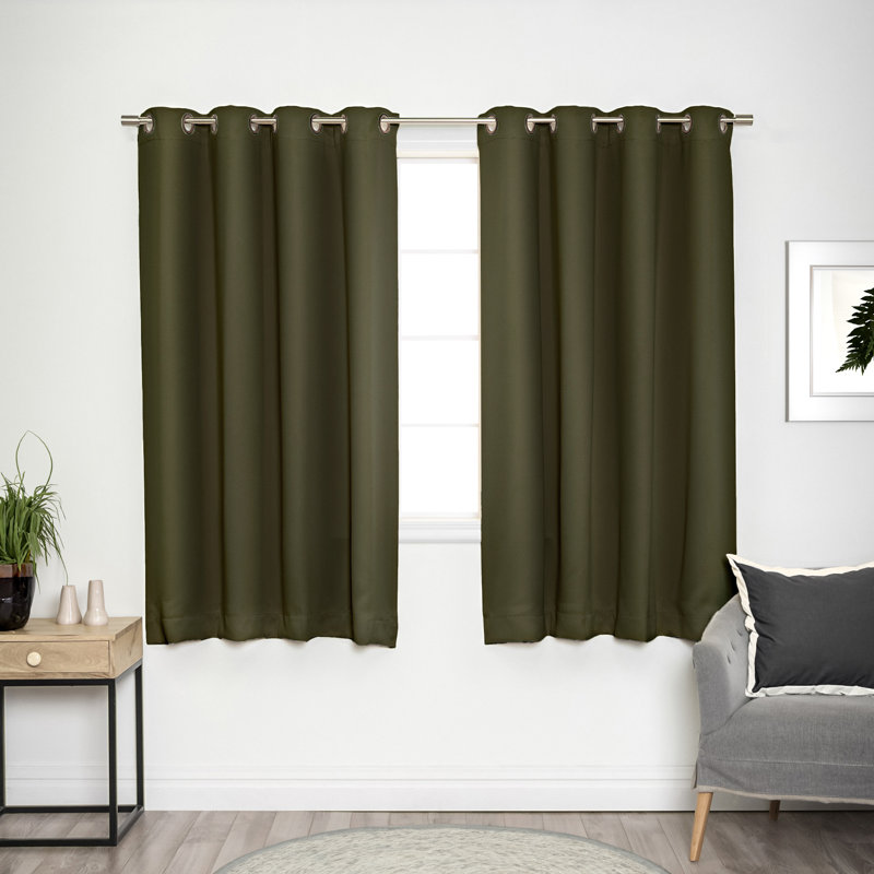 Adina Sevan Solid Thermal Grommet Curtain Panels, 52"W x 63"L, Moss