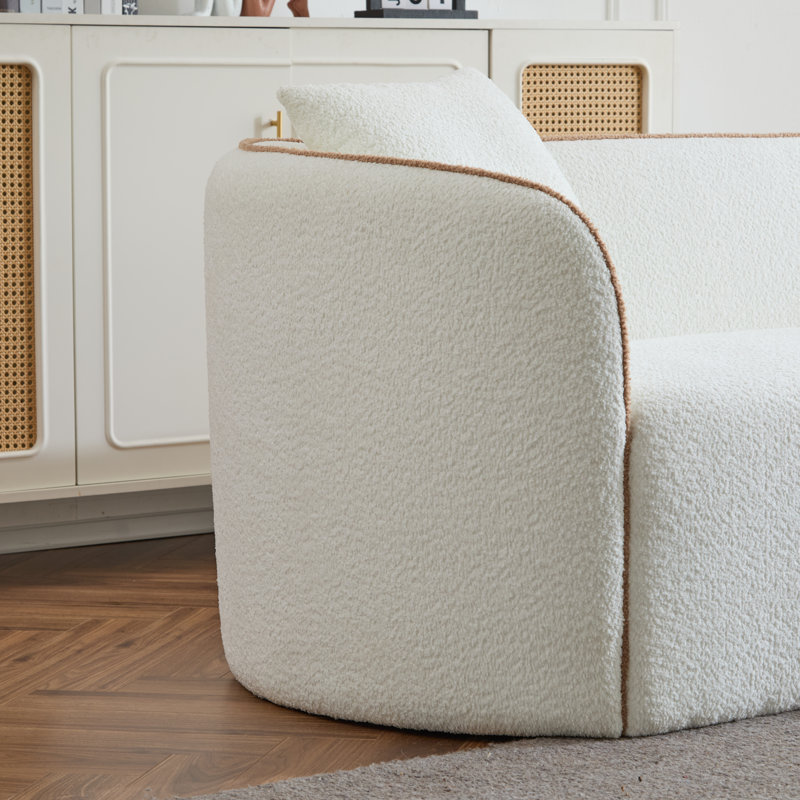 Renner 82" Curved Boucle 3-Seater Sofa, White