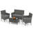 4 Pcs Patio Furniture Set With Washable Cushions And Tempered Glass Coffee Table Red-409910609-409910608