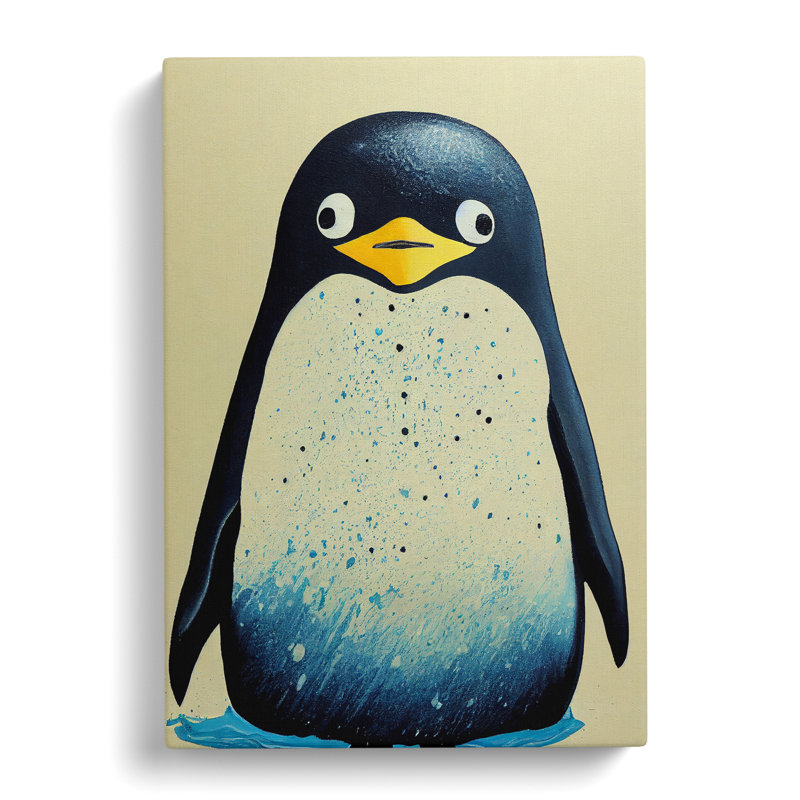 Painted Penguin No.3 - Wrapped Canvas, 50cm H x 35cm W x 3cm D