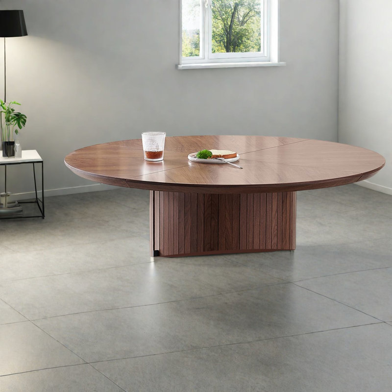Table de salle à manger compacte avec rangement intelligent, finition en bois naturel MDF
