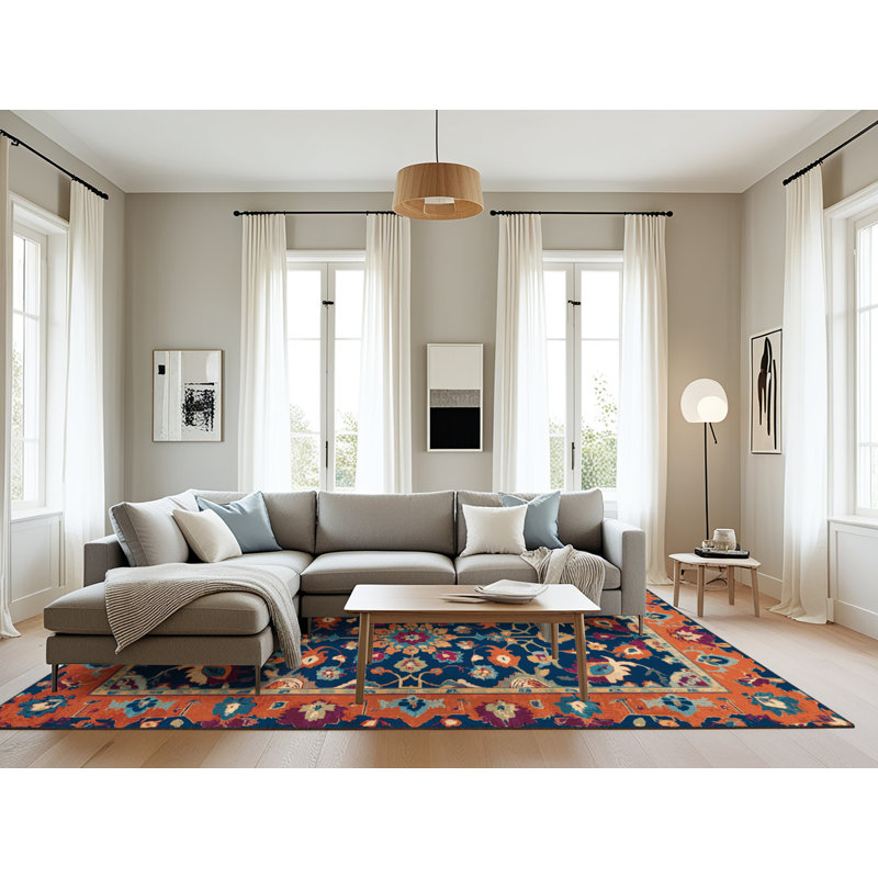 Tapis gris Tabriz lavable à la machine, Rectangulaire 8 pi x 10 pi