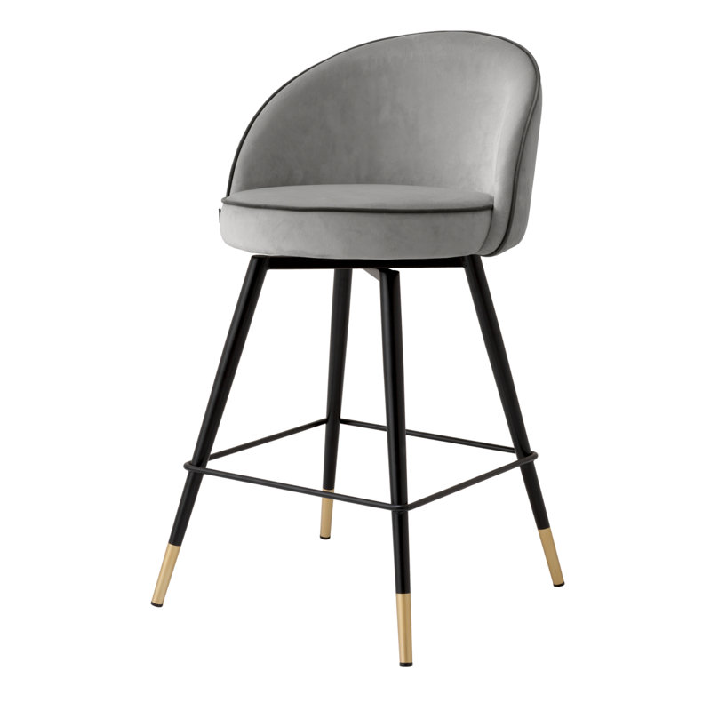 Cooper Swivel Upholstered Stool with Metal Frame, Roche Light Gray, Counter Stool (26.38" Seat Height)