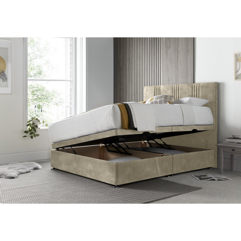 New Empire Conistan Divan Ottoman with Floor Standing Headboard , Small Double (4'), Almond