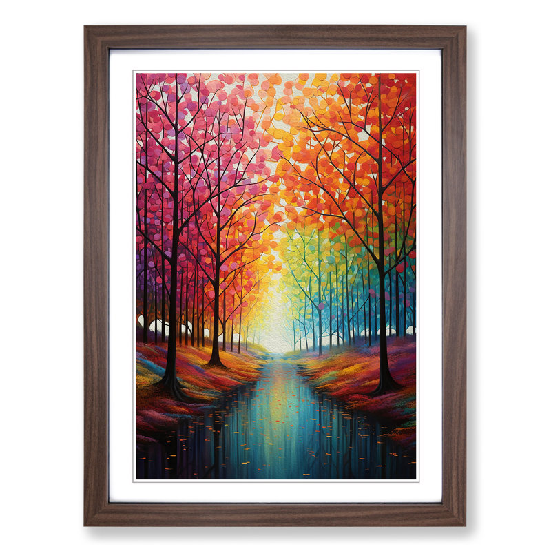Spring Forest Colour Field No.4 - Single Picture Frame Print on Wood, Walnut Framed, 46cm H x 34cm W