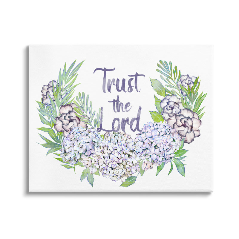 «Trust the Lord Spiritual Quote Hydrangeas Botanical Border» par Ziwei Li - impression, Toile tendue