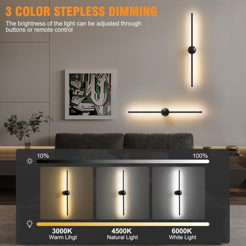 Rechargeable Battery Operated Wall Sconce Set Of Two, Wireless LED Wall Lights With Remote Control, 360° Rotation, Dimmable, Modern Cordless Wall Lamp For Living Room And Bedroom