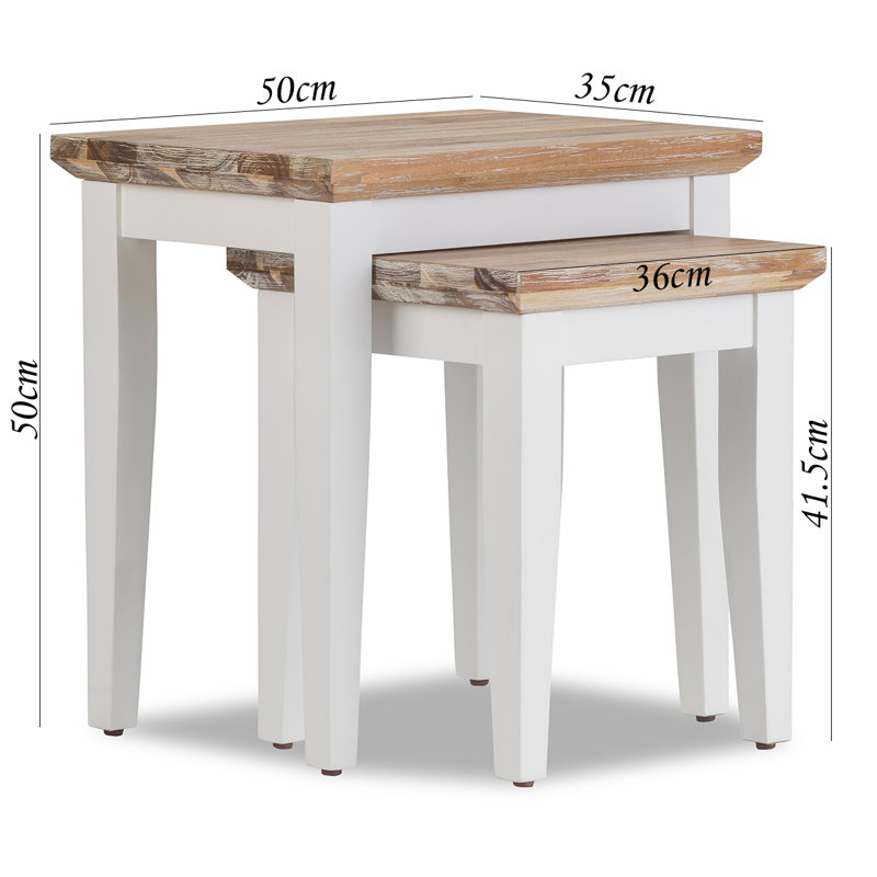 Doria Solid Wood Nesting Tables, White