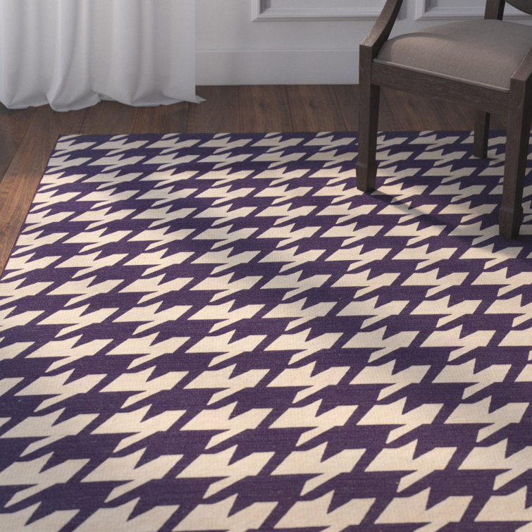 Destinee Geometric Handmade Tufted 5' x 8' Wool Purple/Natural Area Rug