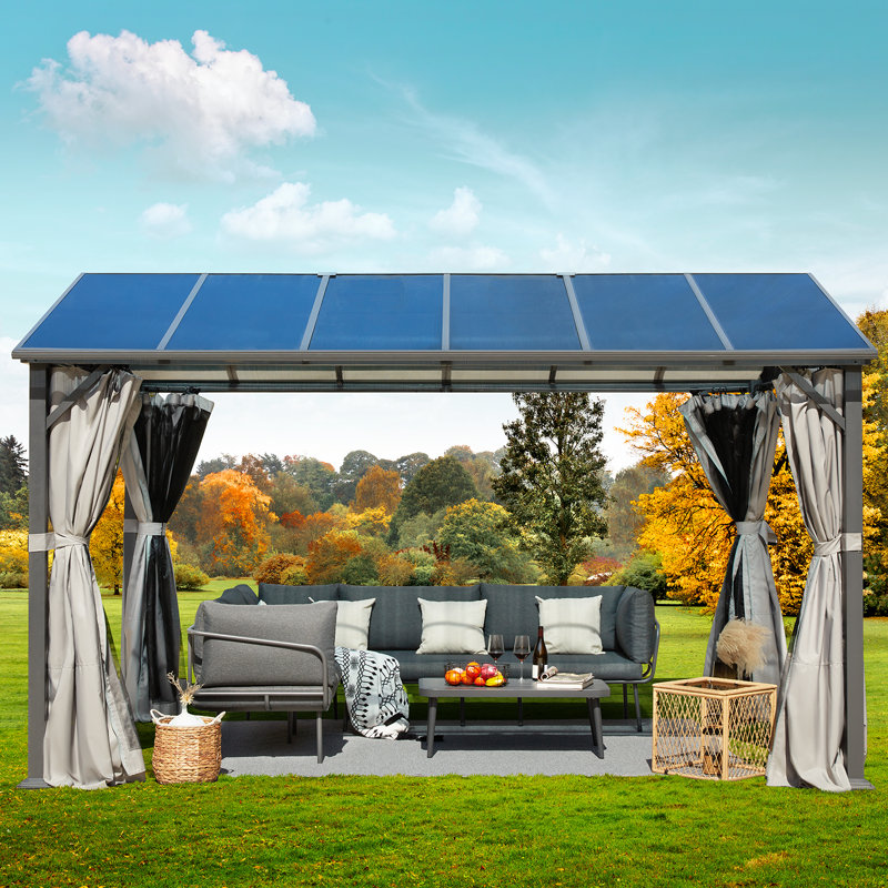 Toit rigide de 13 pi L 10 pi. D Pavillon de jardin en aluminium