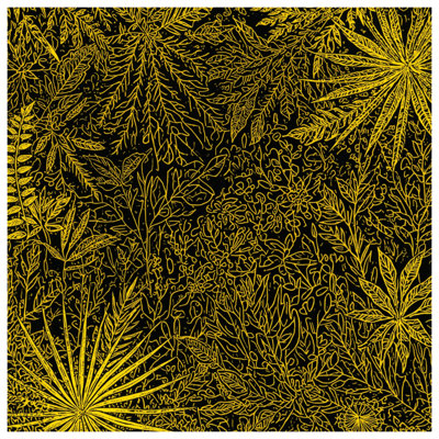 Édredon jaune à motif botanique