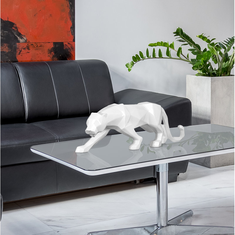 Panther Figurines & Sculptures, 14cm H x 45cm W x 9cm D, Black