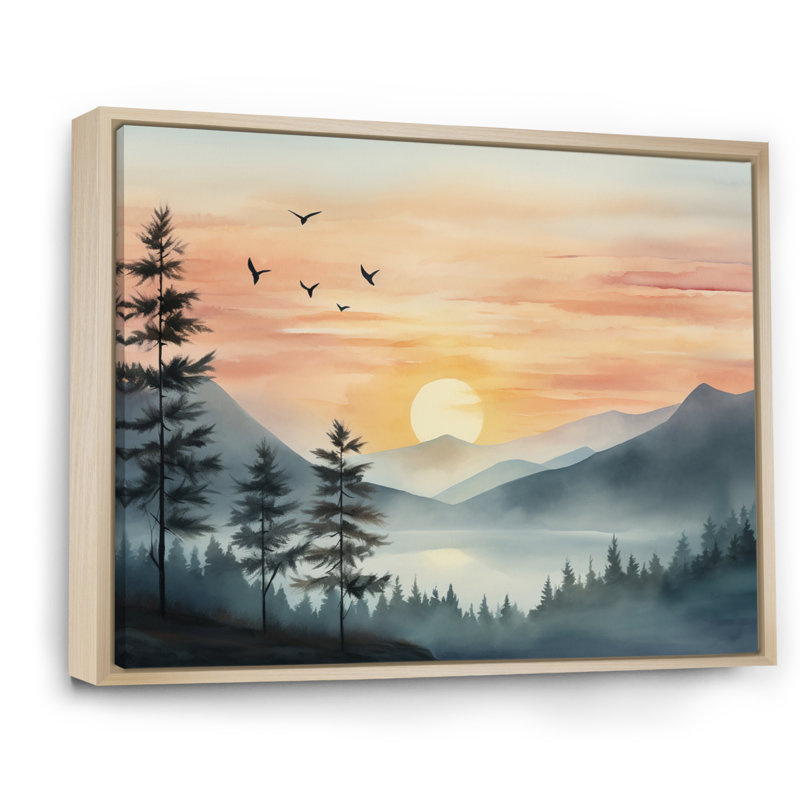 Afrique, Serengeti, coucher de soleil III, Cadre naturel flottant, H 34 po x l 44 po x P 1,5 po