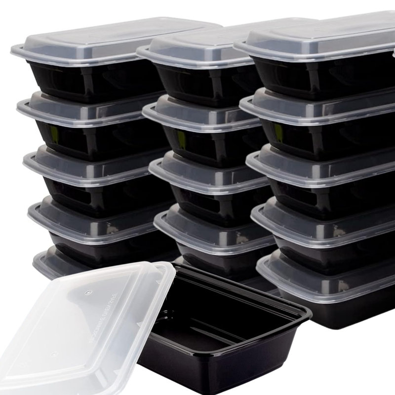 Paquet de 15 contenants de préparation de repas 32 oz - Réutilisables, étanches, sans BPA - Va au micro-ondes / lave-vaisselle / congélateur