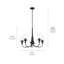Lustre 5 lumières avec verre transparent en érable chaud 26,5 pouces Melis-70048079