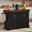 Grand îlot de cuisine avec bureau épais, porte-épices, porte-serviettes, 2 tiroirs et 5 roulettes-940428535