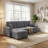 83.5"Sectional Sleeper Sofa with Pull-Out Bed, Plush Corduroy L-Shaped Modular Couch with Storage Chaise and USB Charging-2128405430