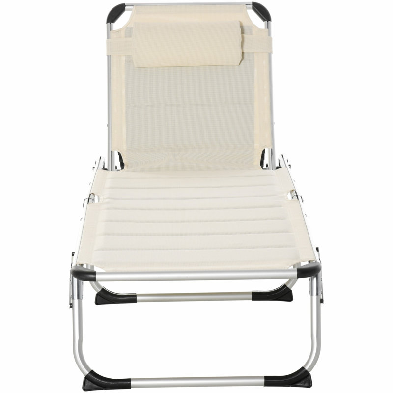 Chaise longue d'extérieur pliable avec structure en aluminium et appui-tête pour la plage, la cour, le patio et la méridienne moderne