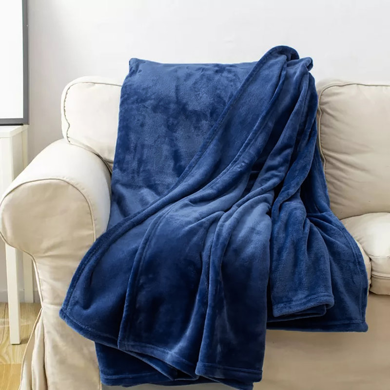  Couverture en flanelle super douce et chaude, Très grand, Bleu marine
