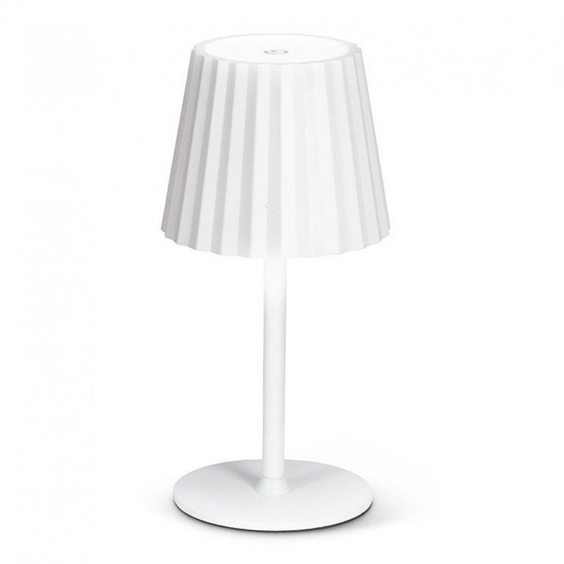 Lampe de table à abat-jour cannelée, Blanc