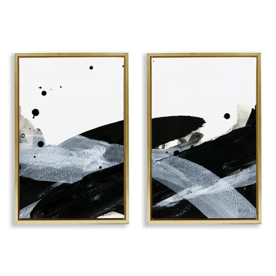 Gradient Movement Abstraction 2 Pc Framed Floater Canvas Set By Yvette St. Amant