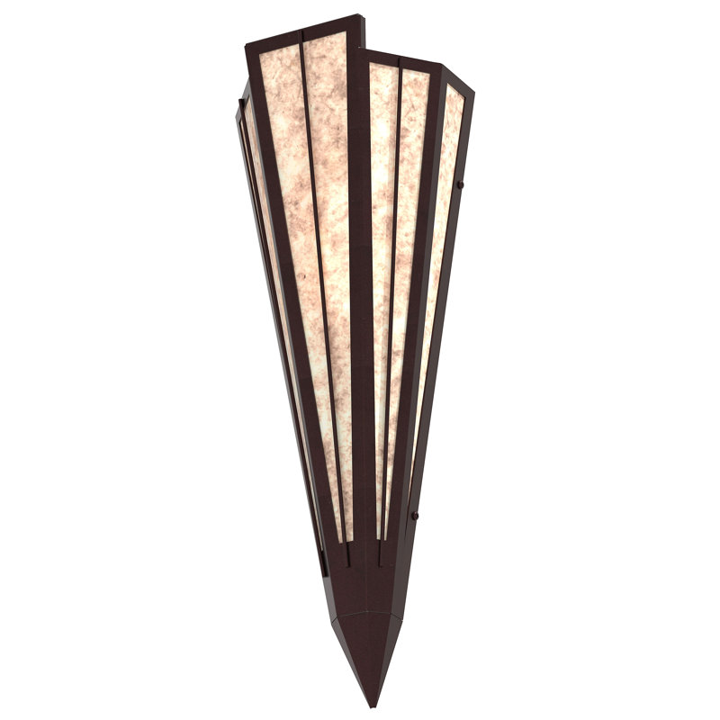 1 - Light Flush Mounted Sconce, Mica, Silver, Mahogany Bronze