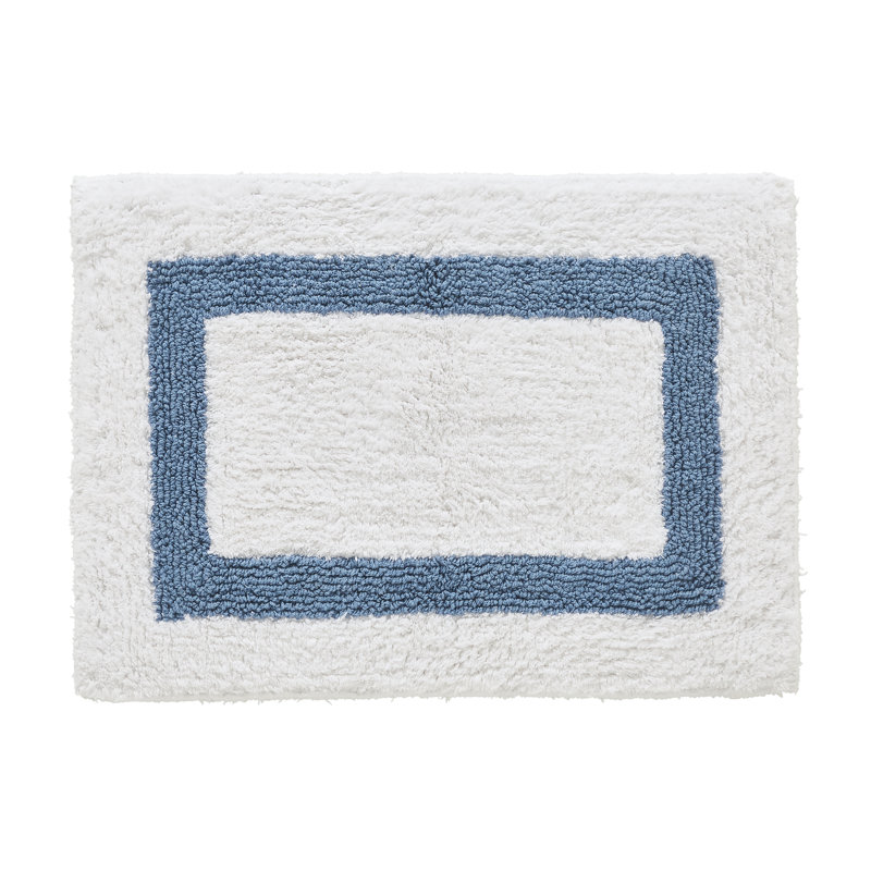 Broshous Premium 100% Cotton 2 Piece Bath Rug Sets with Race Track Pattern, Machine Washable, Super Absorbent & Tufted Weave Reversible Bath Mat for Bathroom