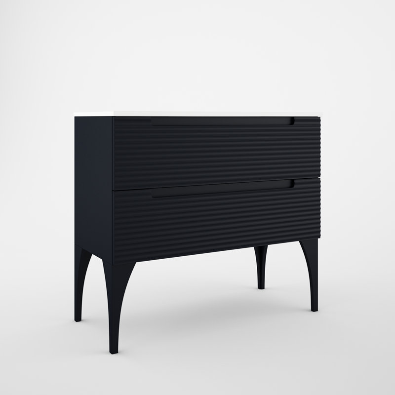 Meuble-lavabo sur pied simple 40 po avec plateau Moncler, Bleu marine, Bleu marine