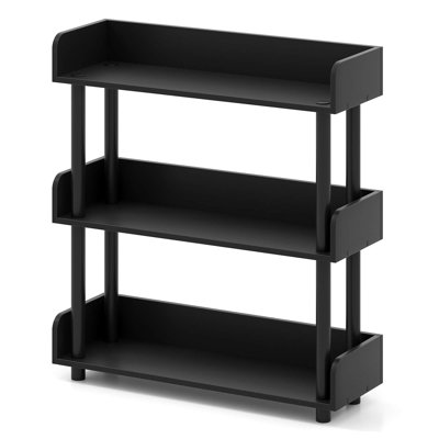 2 PCS 3-Tier Bookshelf with Anti-Tipping Kit Industrial Storage Unit for Living Room Black