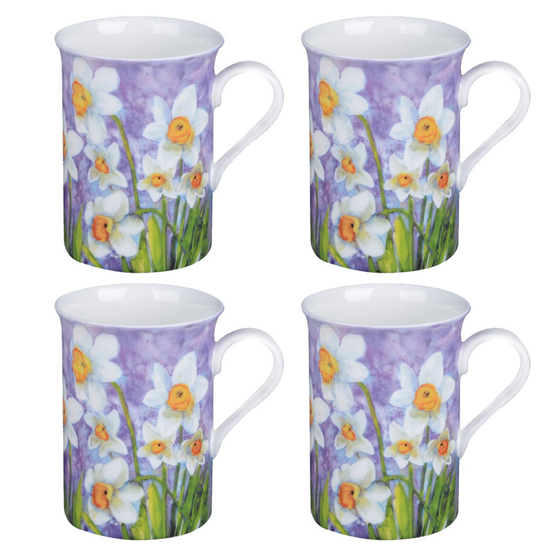 Grande tasse en porcelaine mauve à motif d'os de jonquilles