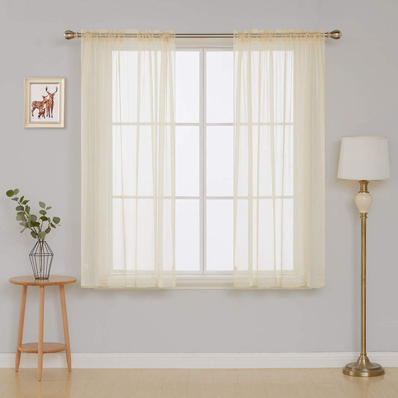 Rideaux en voile avec passe-tringle, Beige, L 52 po x L 45 po