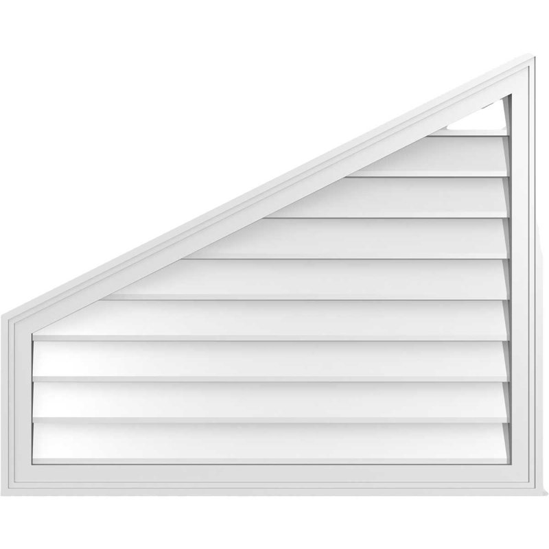 Half Peaked Left Surface Mount Signature Urethane Non-Functional Gable Vent 6/12 Pitch Primed Tan, 30" H x 36" W x 1.5" D